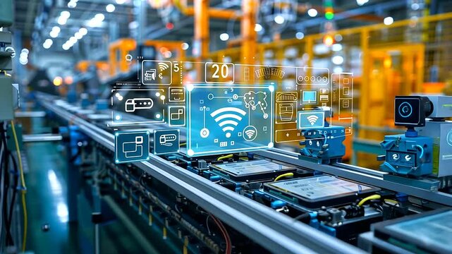Within the cutting-edge facilities of the industrial factory, 5G connection technology powers a network of interconnected devices