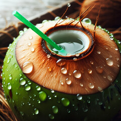 Fresh coconut cocktail opened by machete in Thailand