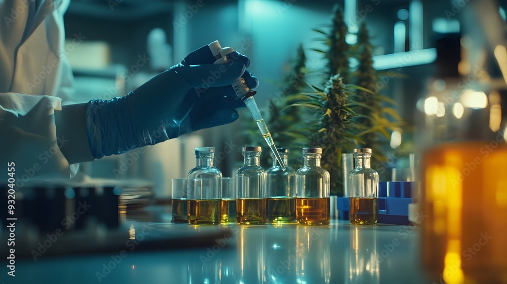 Poster Cannabis Extract Analysis and Experimentation in a Sophisticated Laboratory Setting with Scientists Conducting Research and Testing