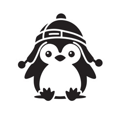 A cute penguin silhouette vector art illustration