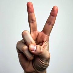 V for victory or peace finger gesture.