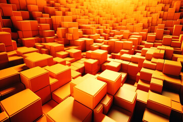 generated illustration stacked cardboard boxes, online shopping.