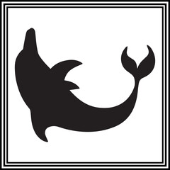 Dolphin silhouette vector , animal  illustration.