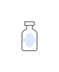 Minimalistic illustration of a medical vial with a cross symbol. Perfect for themes around medication, healthcare, pharmaceuticals, or vaccination campaigns. Clean, modern design.