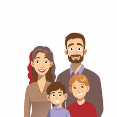 Obraz premium Happy Family Portrait - Parents and Two Children Smiling Together