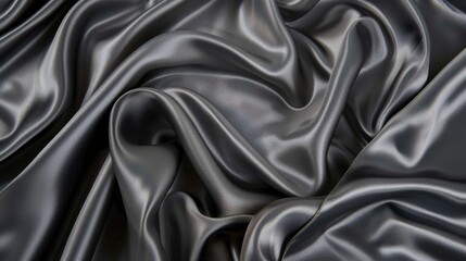 Obraz premium Luxurious satin silk fabric in dark silver grey or black elegant design