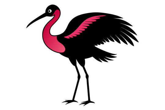 recommend clip art:  Roseate spoonbill silhouette black color vector art illustration 