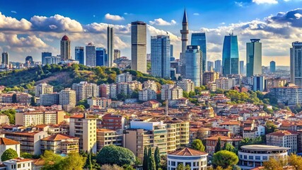Naklejka premium view-on-the-city-downtown-and-skyscrapers-from-ist
