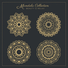 Abstract mandala pattern, Geometric shape, Unusual flower shape, golden color mandala design, Flower mandala, black and white mandala, pattern Vector illustration Islam, coloring book page, 
