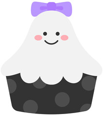 Cute Halloween female white ghost cupcake