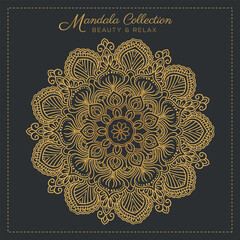 Abstract mandala pattern, Geometric shape, Unusual flower shape, golden color mandala design, Flower mandala, black and white mandala, pattern Vector illustration Islam, coloring book page, 
