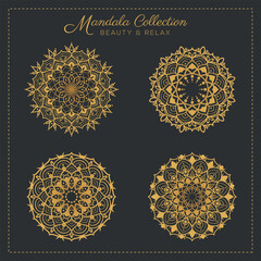 Abstract mandala pattern, Geometric shape, Unusual flower shape, golden color mandala design, Flower mandala, black and white mandala, pattern Vector illustration Islam, coloring book page, 