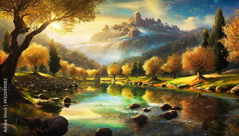 Wall mural sunset over the mountains