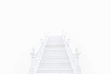 A serene white staircase leading to a peaceful space, perfect for conveying elegance and simplicity in photography.