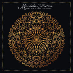 Abstract mandala pattern, Geometric shape, Unusual flower shape, golden color mandala design, Flower mandala, black and white mandala, pattern Vector illustration Islam, coloring book page, 