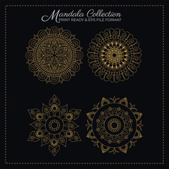 Abstract mandala pattern, Geometric shape, Unusual flower shape, golden color mandala design, Flower mandala, black and white mandala, pattern Vector illustration Islam, coloring book page, 