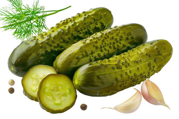 Kosher Dill Pickles - Traditional Recipe Isolated On Transparent Background