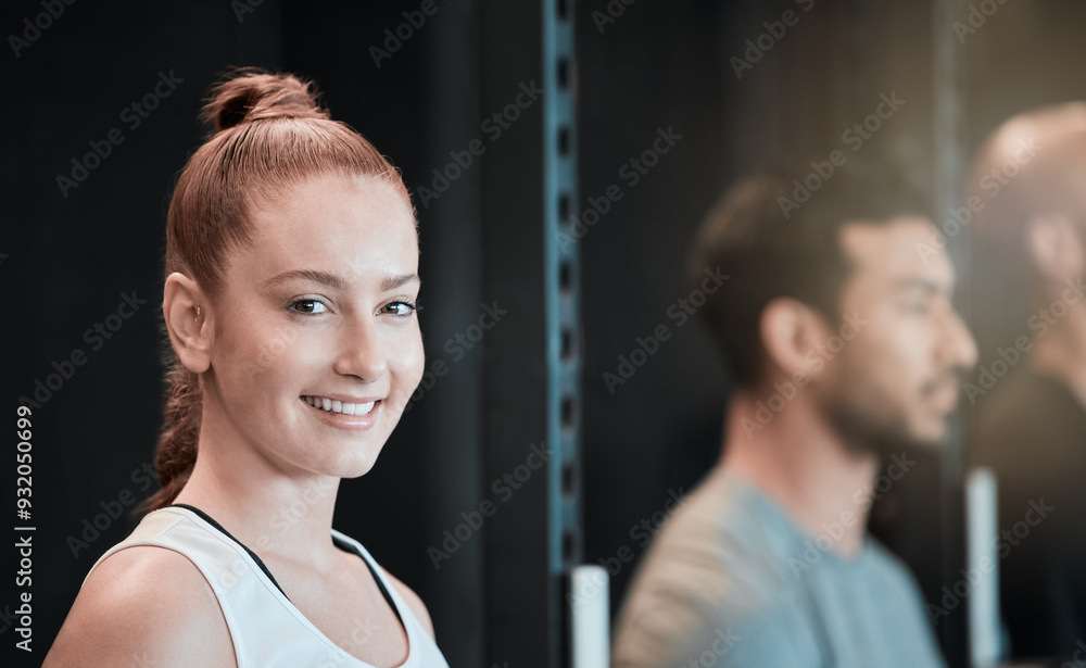 Canvas Prints fitness, portrait and smile with woman in gym for start of challenge, class or performance routine. 