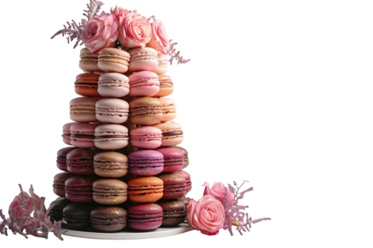 Exquisite Macaron Arrangement Isolated On Transparent Background
