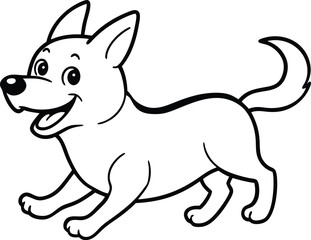 Fun dog coloring page for children! Black-and-white design for creative coloring.
