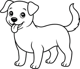 Kids will love this cute dog coloring page Simple black-and-white illustration.
