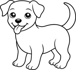 Cute dog illustration for kids to color  Black-and-white, perfect for young artists.
