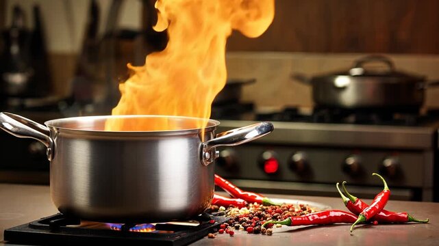 hot cooking in the fireplace