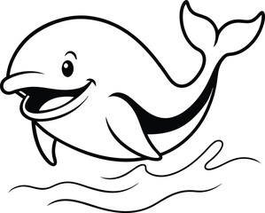 Whale-sized fun! This cute black-and-white whale coloring page is perfect for kids to enjoy