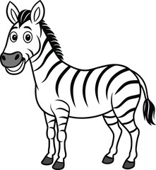 Cute zebra illustration in black and white, perfect for children's coloring fun and imagination