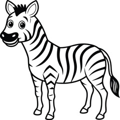 Charming zebra coloring page for children, featuring simple black-and-white designs for endless fun