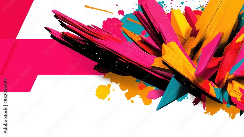 Poster vibrant abstract artwork featuring bold colors and dynamic shapes. perfect for modern design project