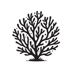 Seaweed plant silhouette vector art illustration