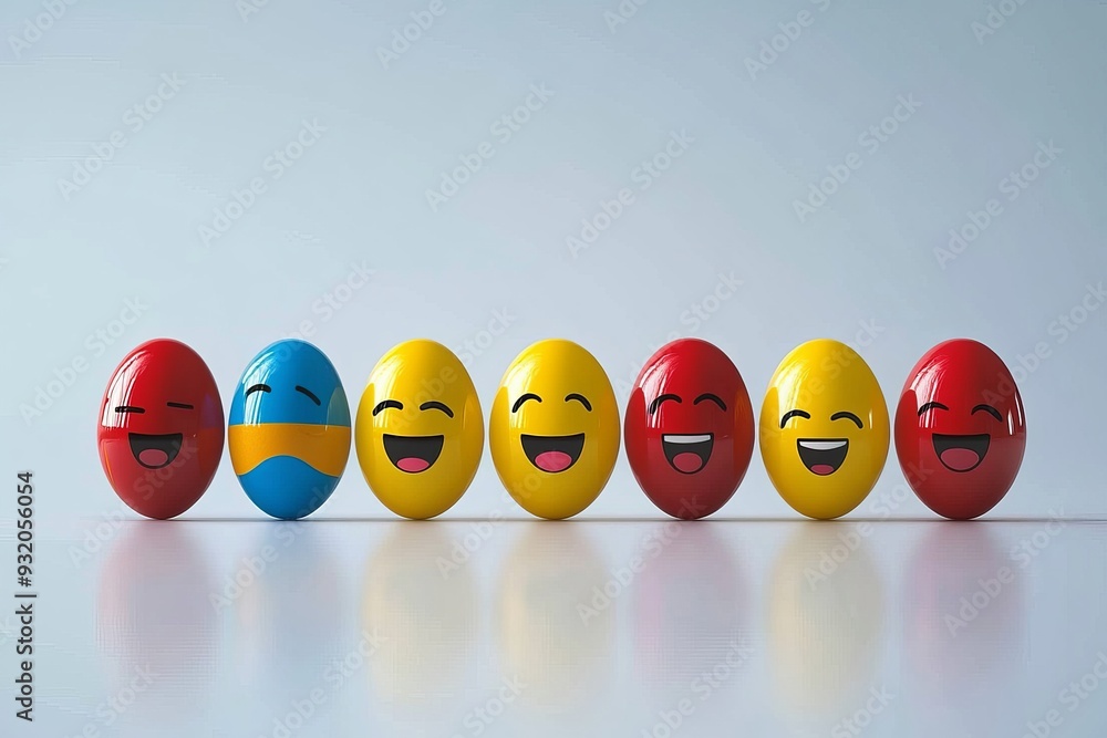 Aufkleber colorful and expressive pill characters lined up on a light background representing the diversity an
