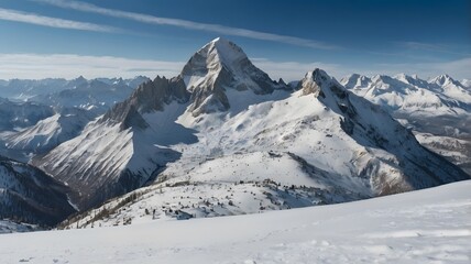 Snowy Mountain Peaks in the Canadian Rockies