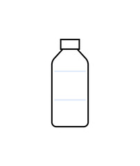 Simple bottle icon in black and white, representing water, beverages, and sustainability. The minimalistic design emphasizes the importance of hydration and eco-friendly practices.
