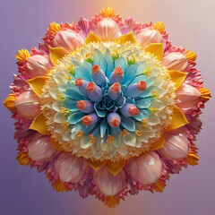 A vibrant 3D render of a multiflower pot arrangement ai photo
