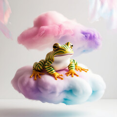 Vibrant HDR photography of an adorable bullfrog doll ai photo
