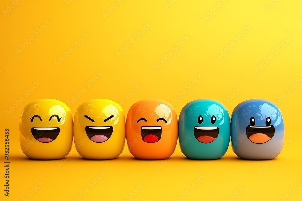 Poster minimalist design of expressive pill characters on a light background symbolizing simplicity and emo
