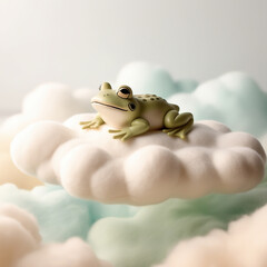 Vibrant HDR photography of an adorable bullfrog doll ai photo