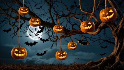 halloween background with pumpkins