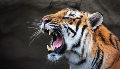 Obraz premium Roaring Tiger in the Wild - A Display of Power and Majesty