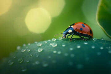 Fototapeta premium Ladybug on Green Leaf