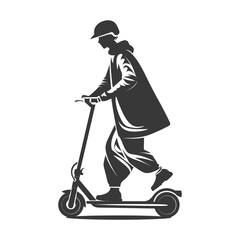 Fototapeta premium Silhouette of a Person Riding an Electric Scooter