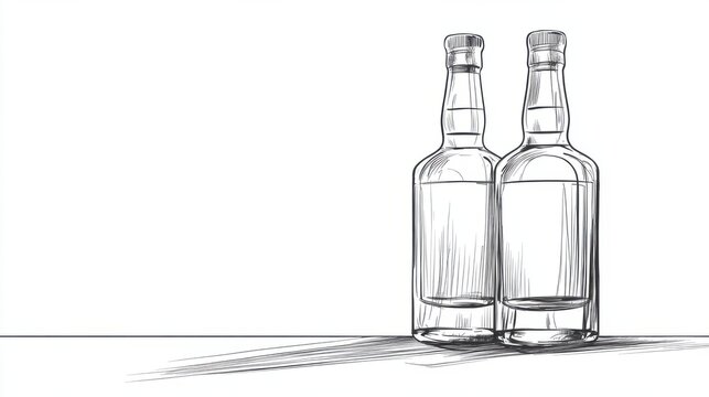 recommend clip art: Alcohol discount bottle. Continuous line art. Discount action template. Flat vector illustration isolated on white background.
