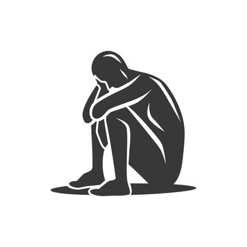 depressed person sitting silhouette clip art preview