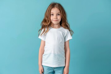 Fototapeta premium Portrait of a cute female child against green background