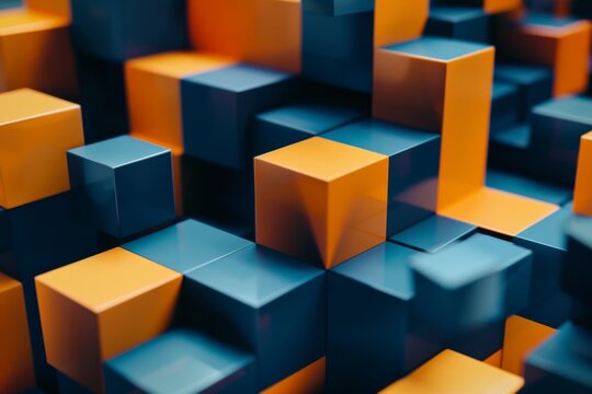 Fototapeta Blue and orange cubes background