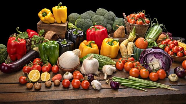 vegetables on wooden table