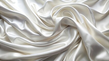 Obraz premium Delicate white silk fabric with soft folds and subtle sheen, illuminated by gentle light, evoking luxury, elegance, and refinement in a serene atmosphere.