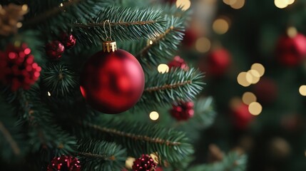 Fototapeta premium christmas tree with christmas decorations